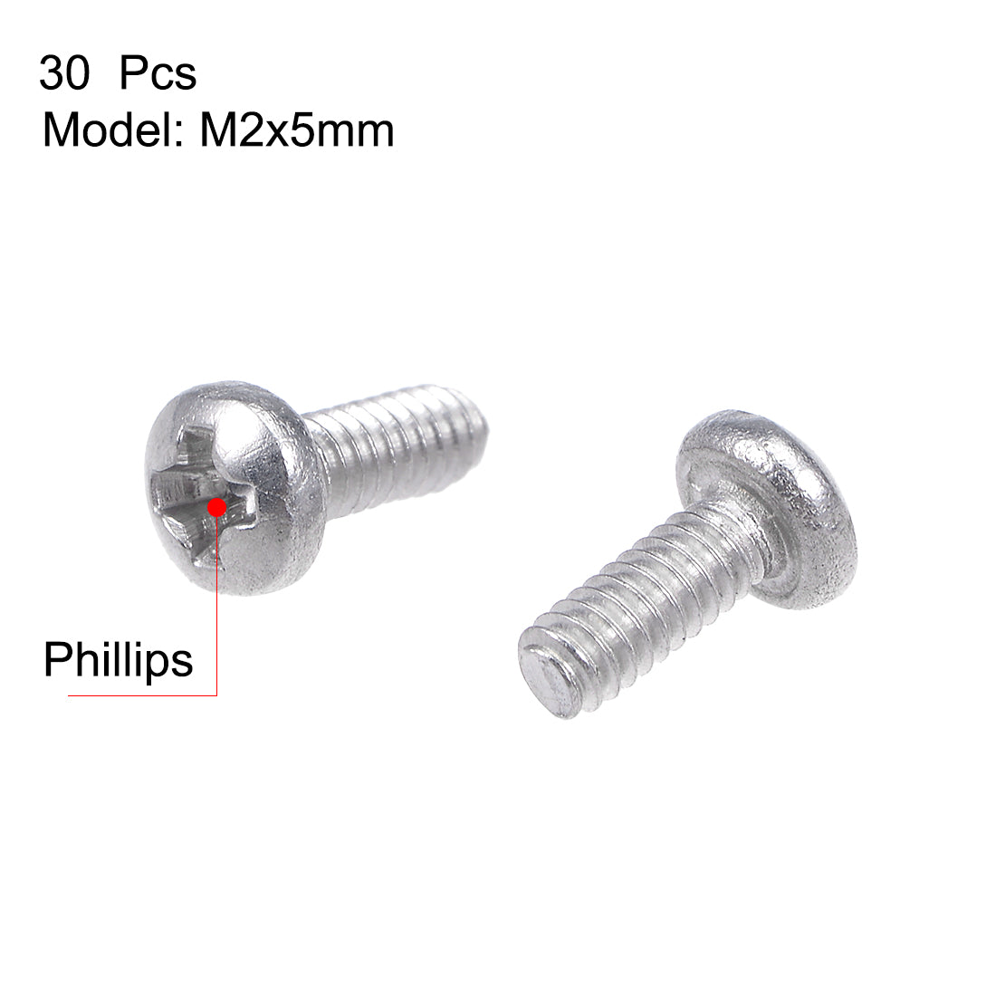Harfington Machine Screws, Phillips Head Screw 304 Stainless Steel Fasteners Bolts 30Pcs
