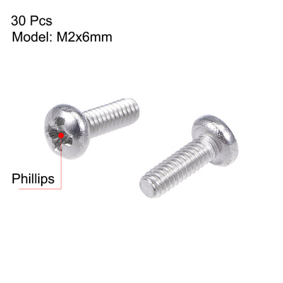 Harfington Machine Screws, Phillips Head Screw 304 Stainless Steel Fasteners Bolts 30Pcs