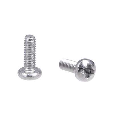 Harfington Machine Screw Pan Phillips Head Screw 304 Stainless Steel Fasteners Bolt 100Pcs
