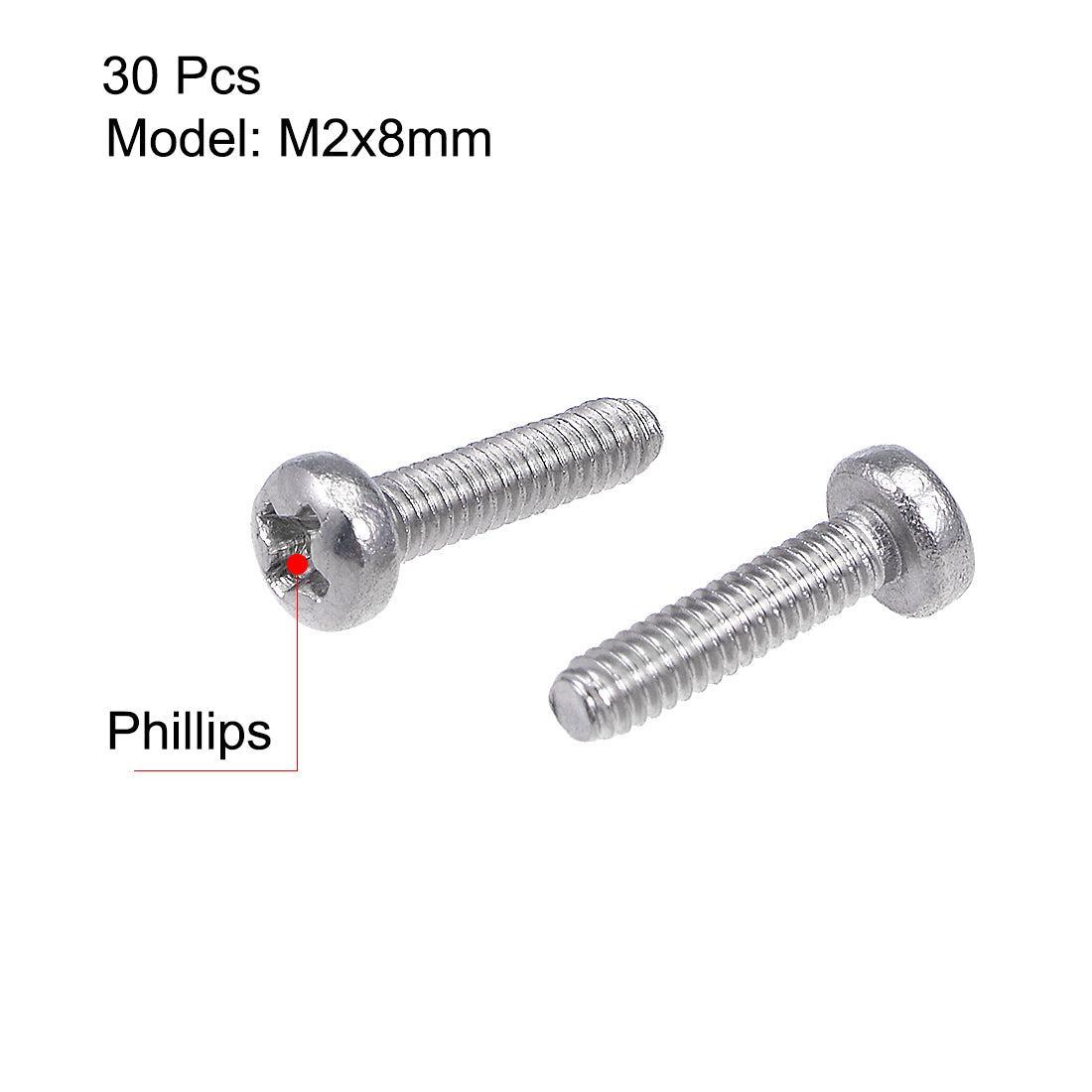Harfington Machine Screws, Phillips Head Screw 304 Stainless Steel Fasteners Bolts 30Pcs