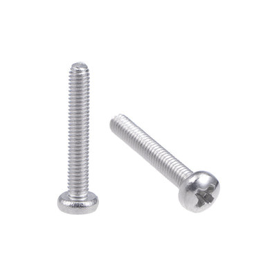 Harfington Machine Screws Pan Phillips Head Screw Stainless Steel Fasteners Bolts, 100Pcs