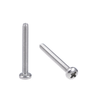 Harfington Machine Screws Pan Phillips Cross Head Screw Stainless Steel Fasteners Bolts, 60Pcs