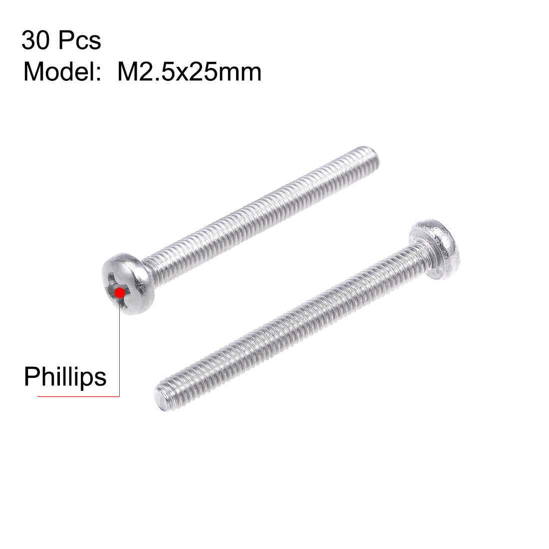 Harfington 30Pcs Pan Phillips Cross Head Machine Screws