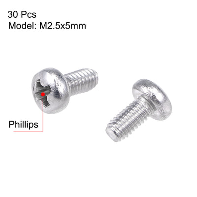 Harfington 30Pcs Pan Phillips Cross Head Machine Screws