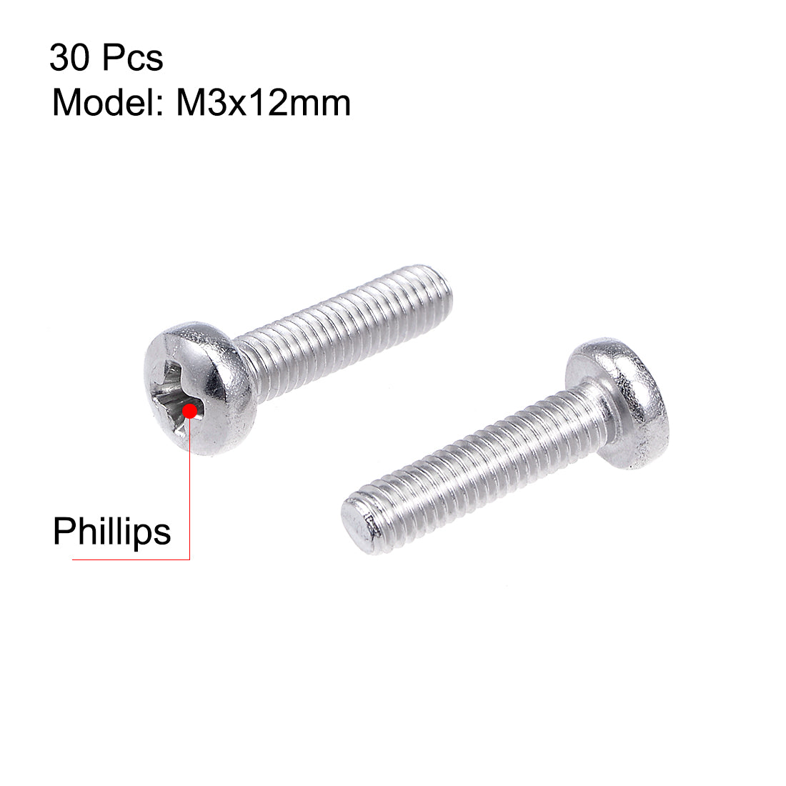 Harfington 30Pcs Stainless Steel M5 Pan Phillips Head Screw