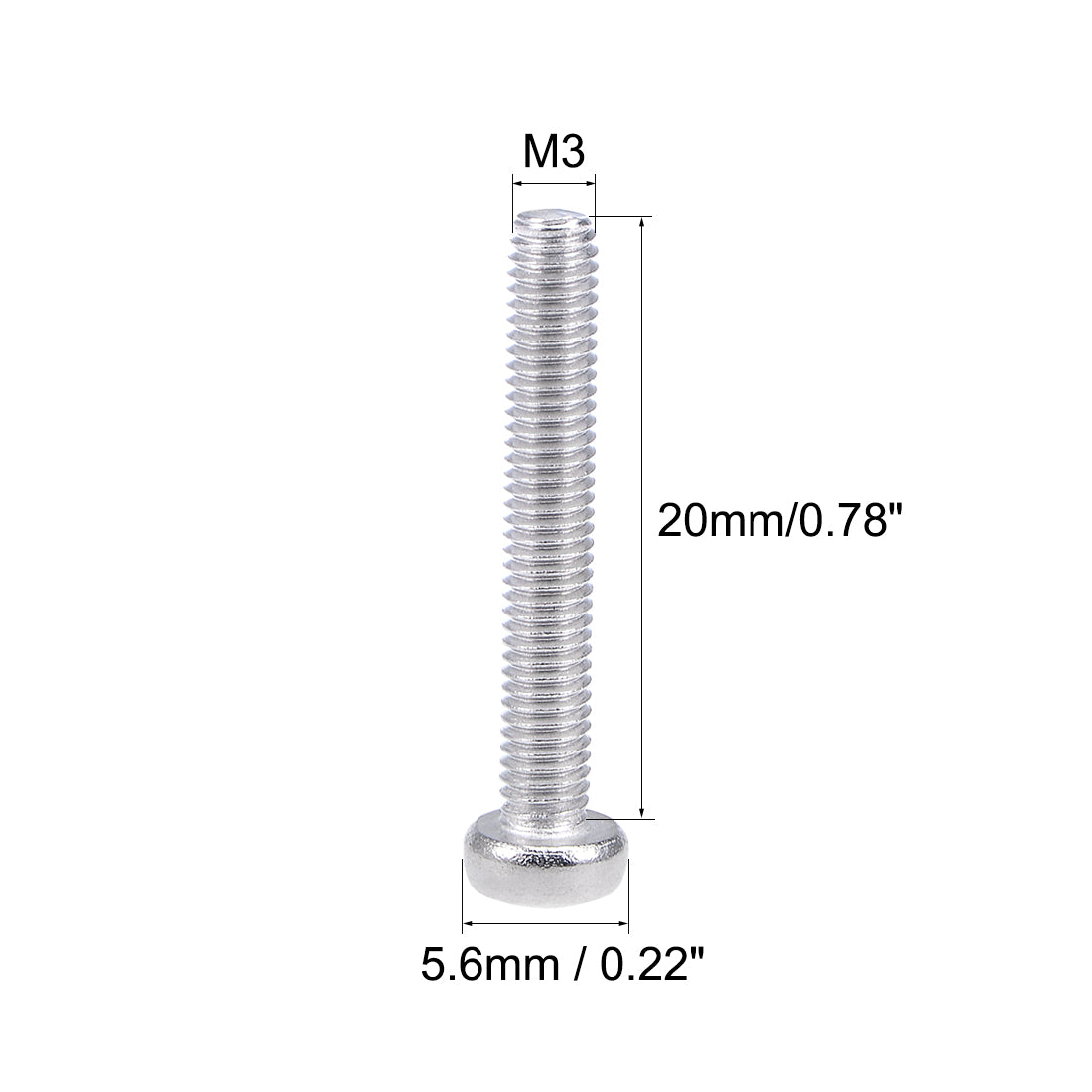 Harfington Machine Screws Pan Phillips Head 304 Stainless Steel Fasteners Bolts 100Pcs