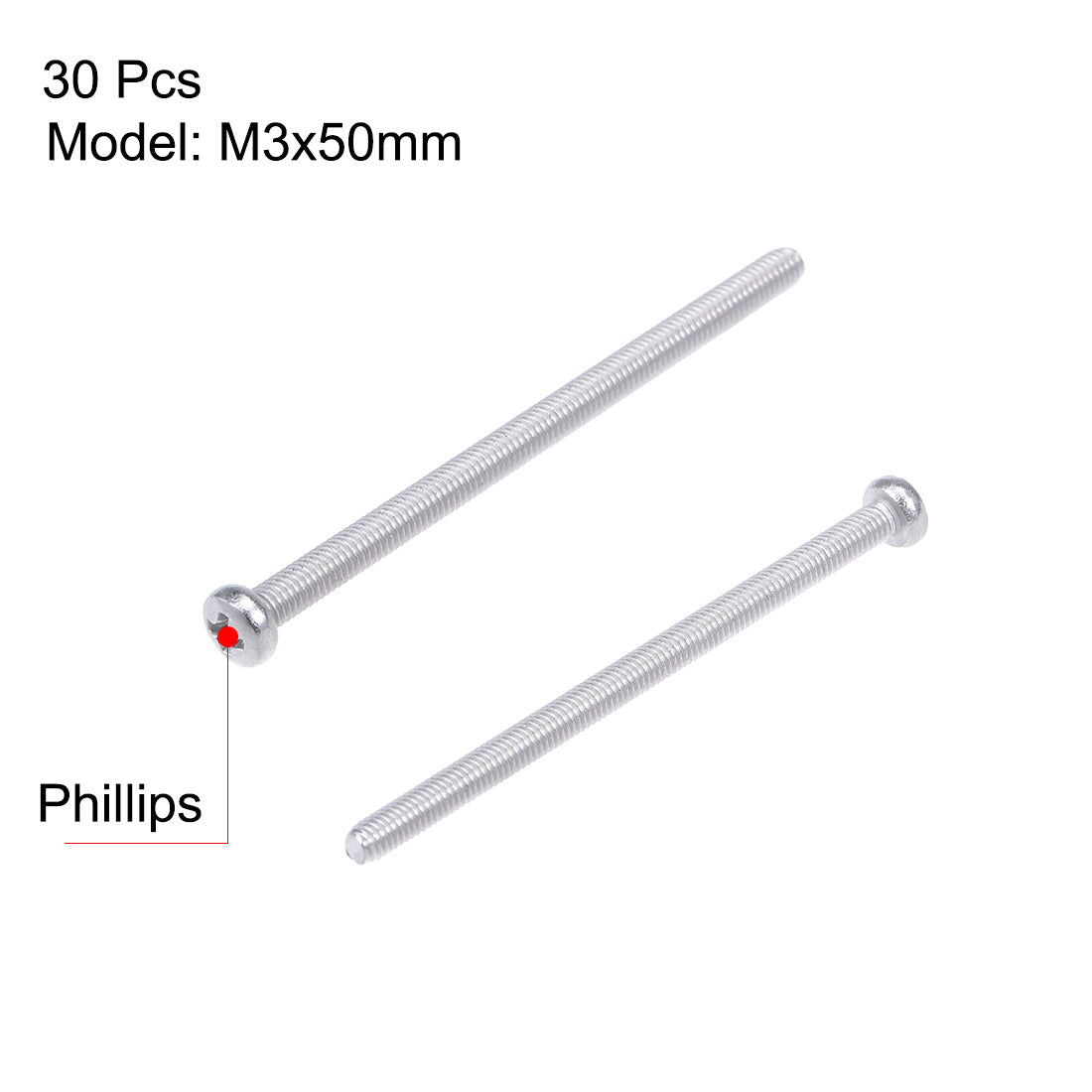 Harfington 30Pcs Stainless Steel M5 Pan Phillips Head Screw