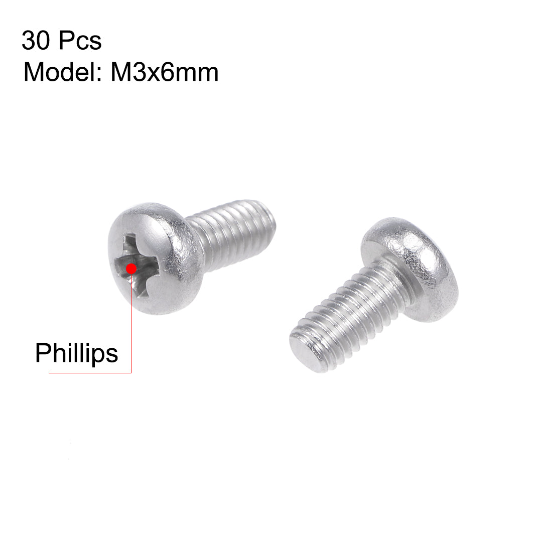 Harfington 30Pcs Stainless Steel M5 Pan Phillips Head Screw