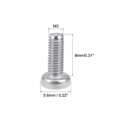 Harfington M3x8mm Machine Screws Pan Phillips Cross Head Screw 304 Stainless Steel Fasteners Bolts 100Pcs