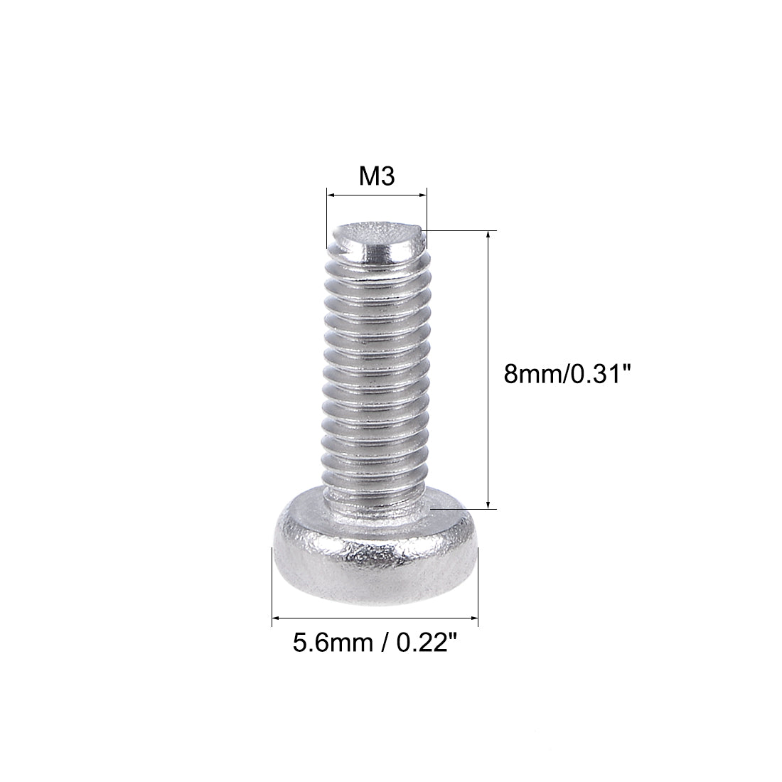 Harfington M3x8mm Machine Screws Pan Phillips Cross Head Screw 304 Stainless Steel Fasteners Bolts 100Pcs