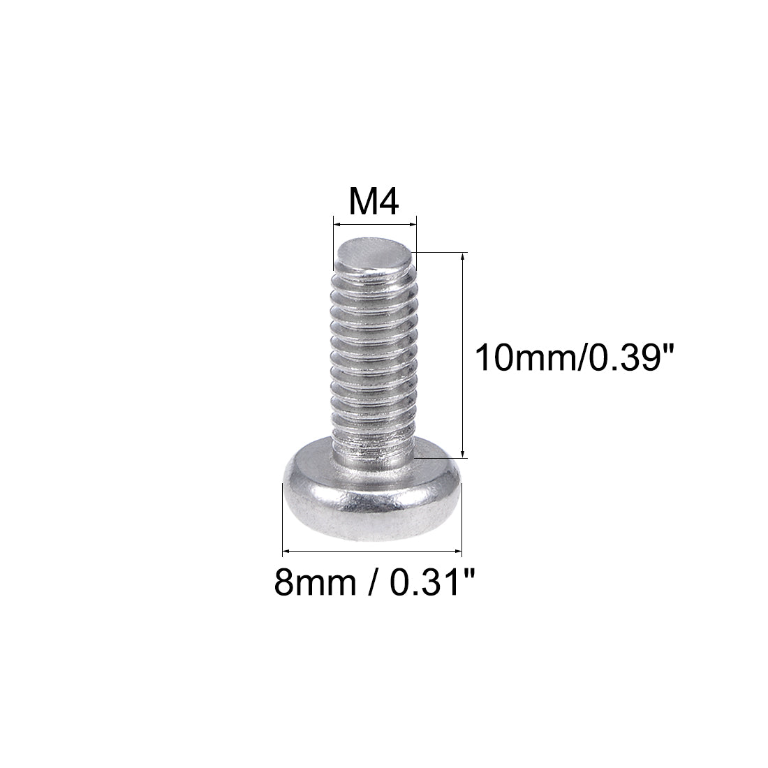 Harfington M4x10mm Machine Screws Pan Phillips Cross Head Screw 304 Stainless Steel Fasteners Bolts 20Pcs