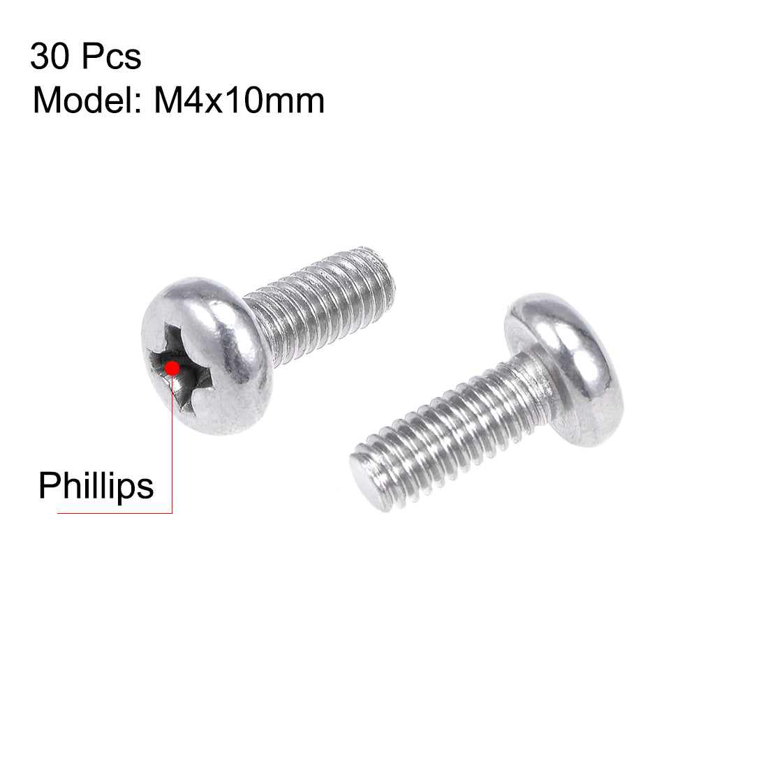 Harfington Machine Screws Pan Phillips Cross Head Screw, Fasteners Bolts 30Pcs