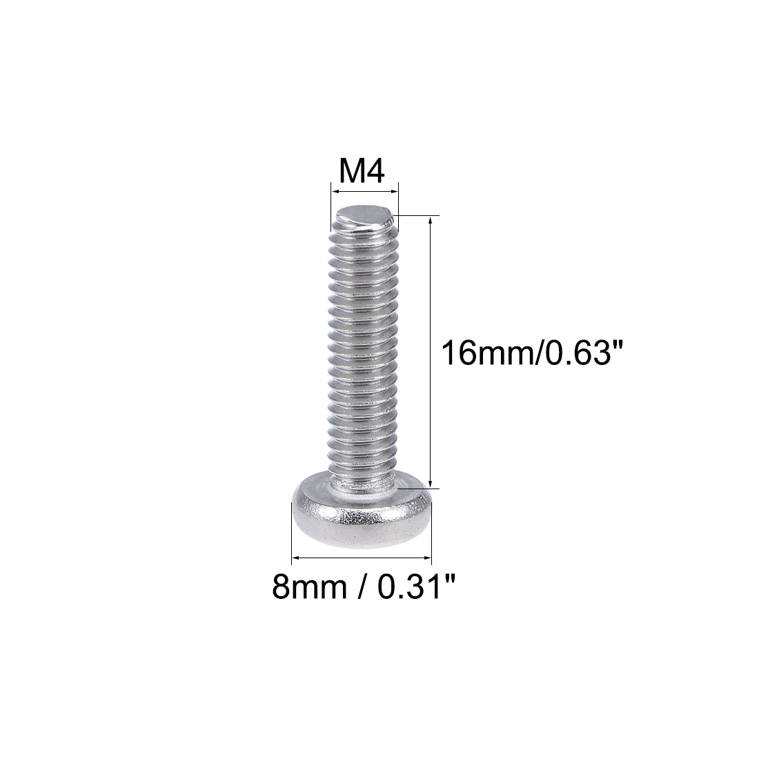 Harfington M4x16mm Machine Screws Pan Phillips Cross Head Screw 304 Stainless Steel Fasteners Bolts 20Pcs