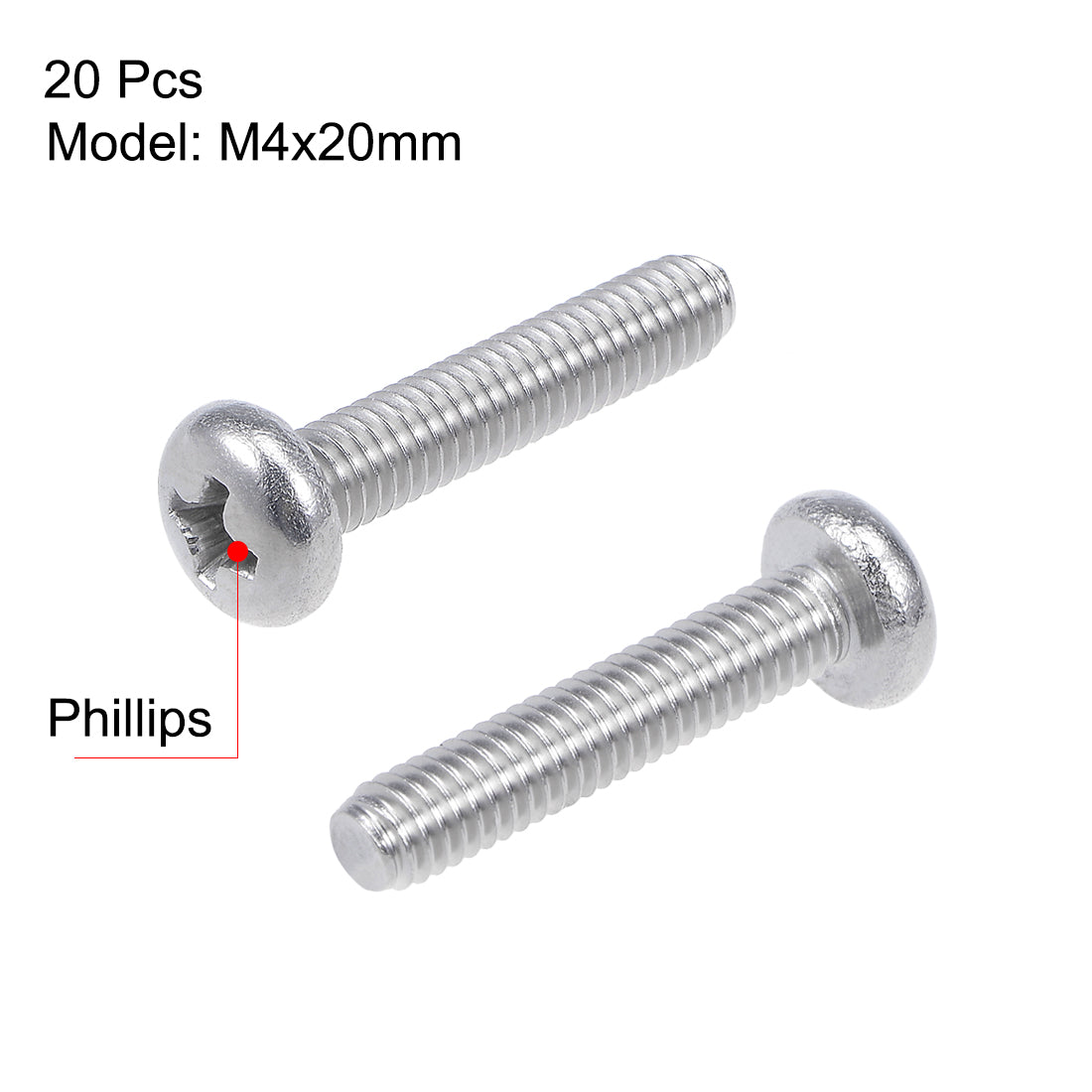 Harfington 20Pcs Stainless Steel Pan Phillips Head Machine Screw