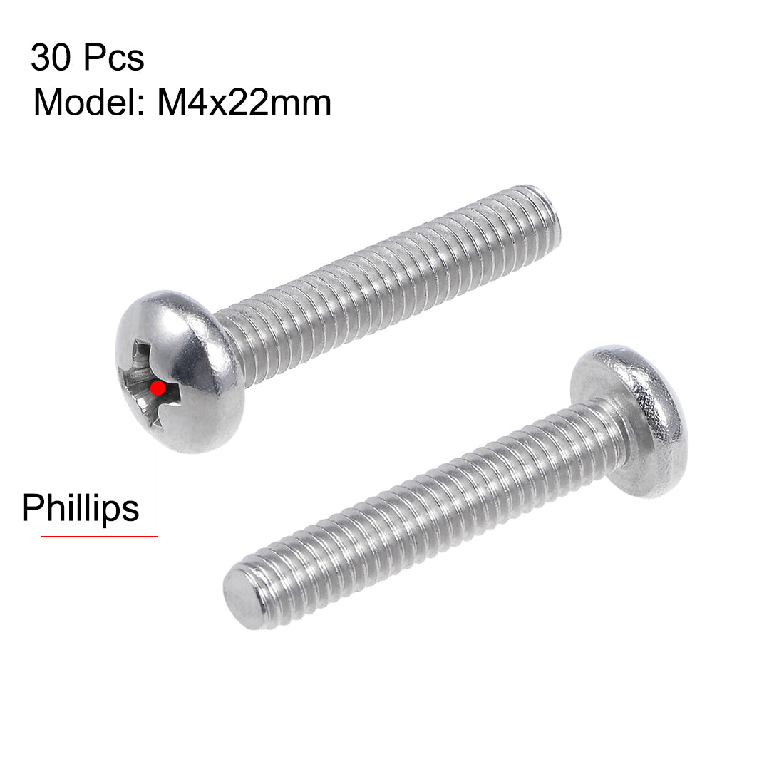 Harfington Machine Screws Pan Phillips Cross Head Screw, Fasteners Bolts 30Pcs