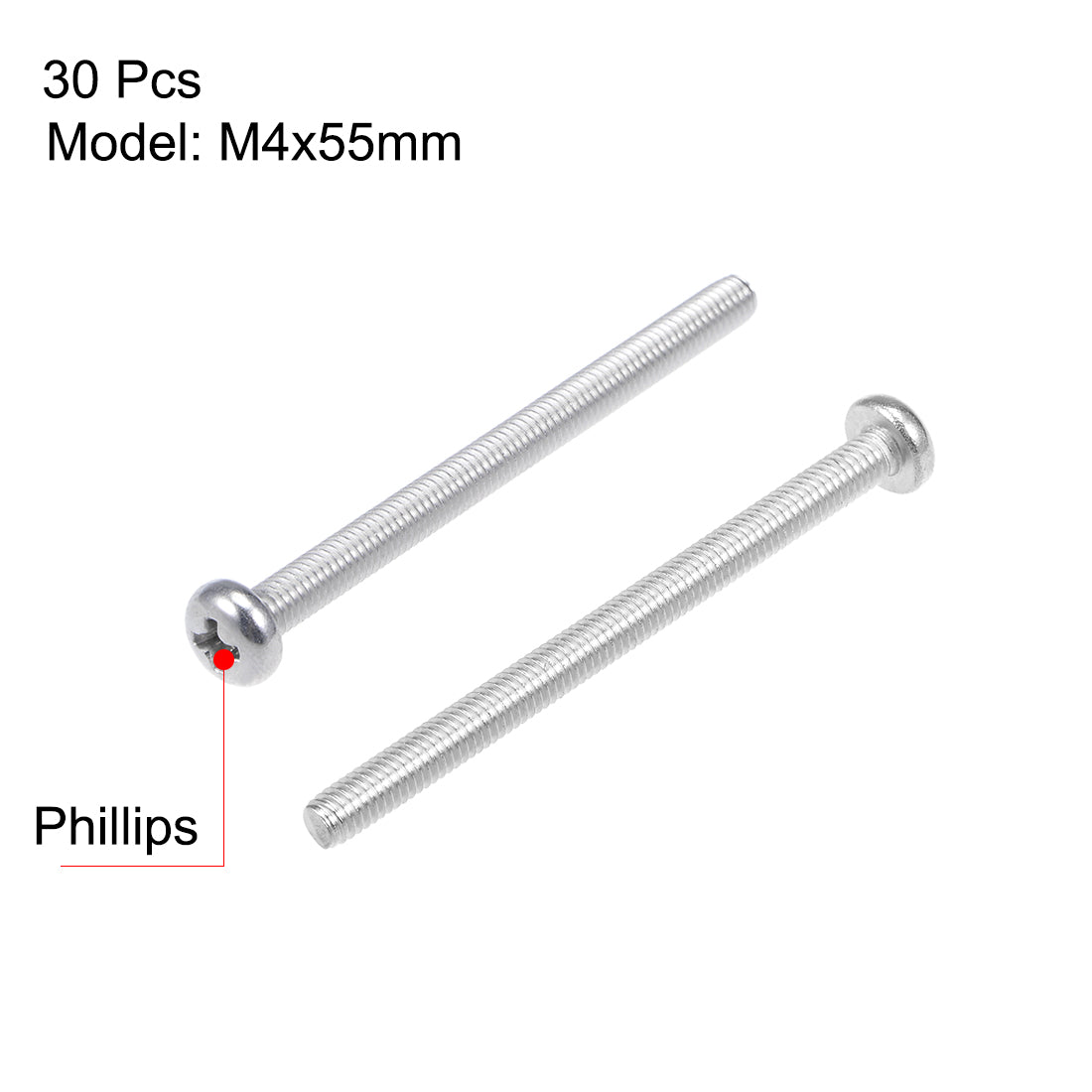 Harfington Machine Screws Pan Phillips Cross Head Screw, Fasteners Bolts 30Pcs