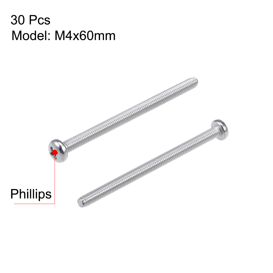 Harfington Machine Screws Pan Phillips Cross Head Screw, Fasteners Bolts 30Pcs