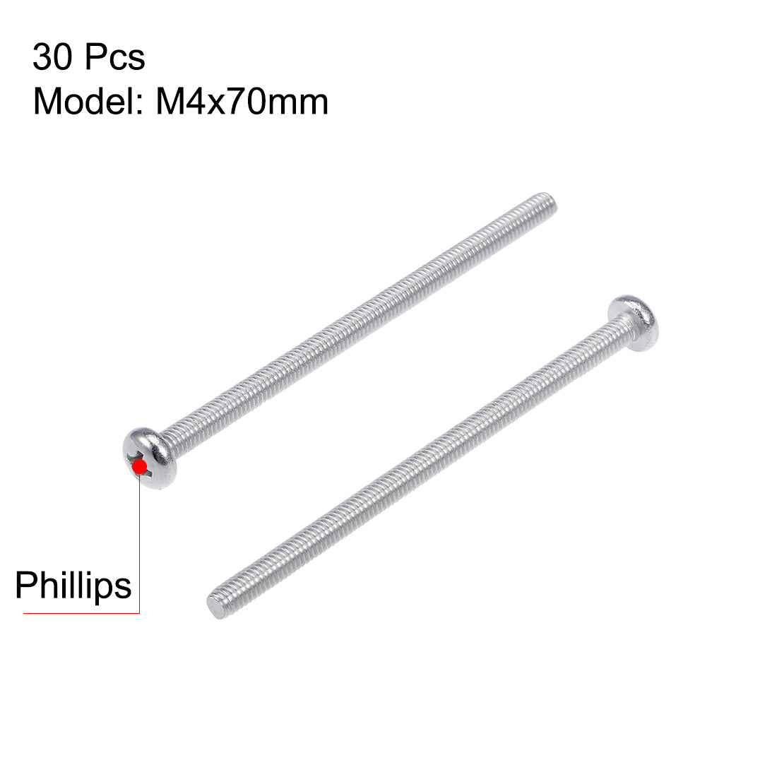 Harfington Machine Screws Pan Phillips Cross Head Screw, Fasteners Bolts 30Pcs