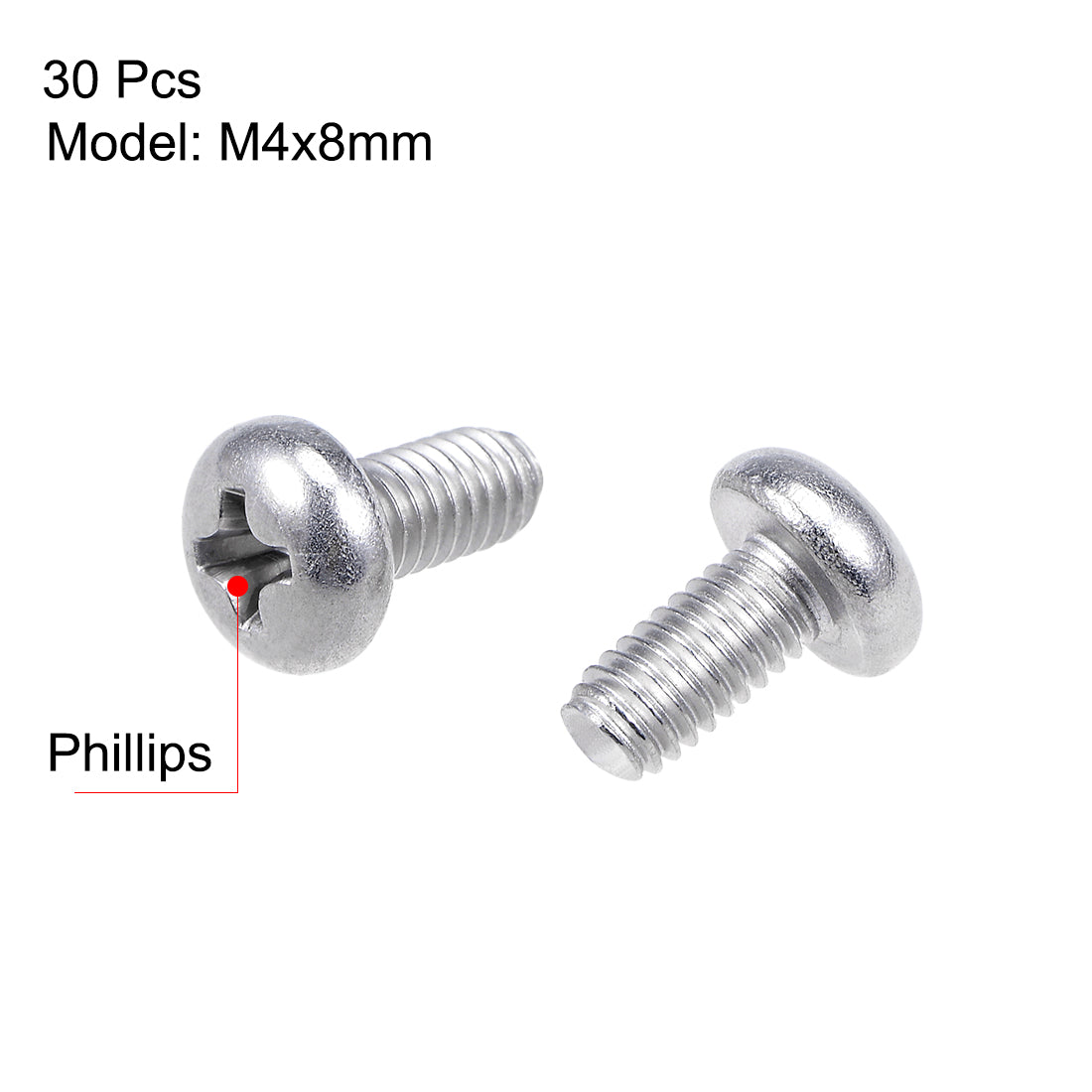 Harfington Machine Screws Pan Phillips Cross Head Screw, Fasteners Bolts 30Pcs
