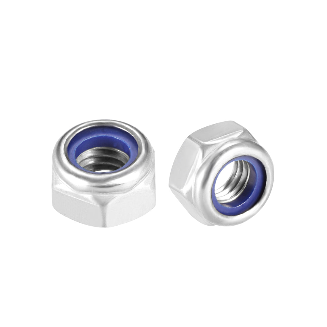 Harfington M8 x 1.25mm Nylon Insert Hex Lock Nuts, 316 Stainless Steel, Plain Finish, 10 Pcs