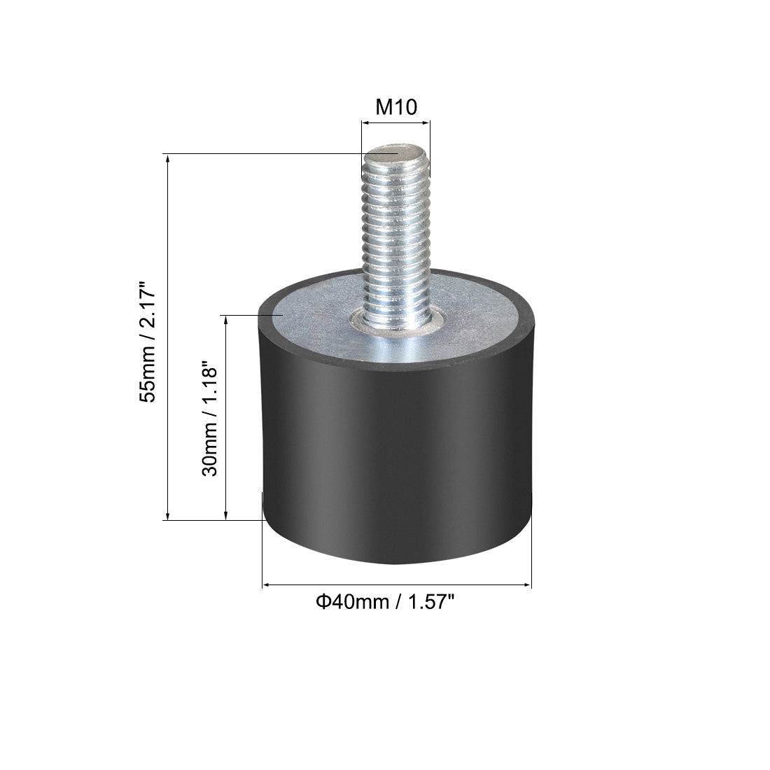 Harfington Thread Rubber Mounts,Vibration Isolators,Cylindrical w Studs