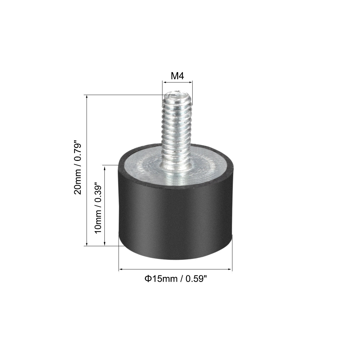 Harfington Thread Rubber Mounts,Vibration Isolators,Cylindrical w Studs  4pcs