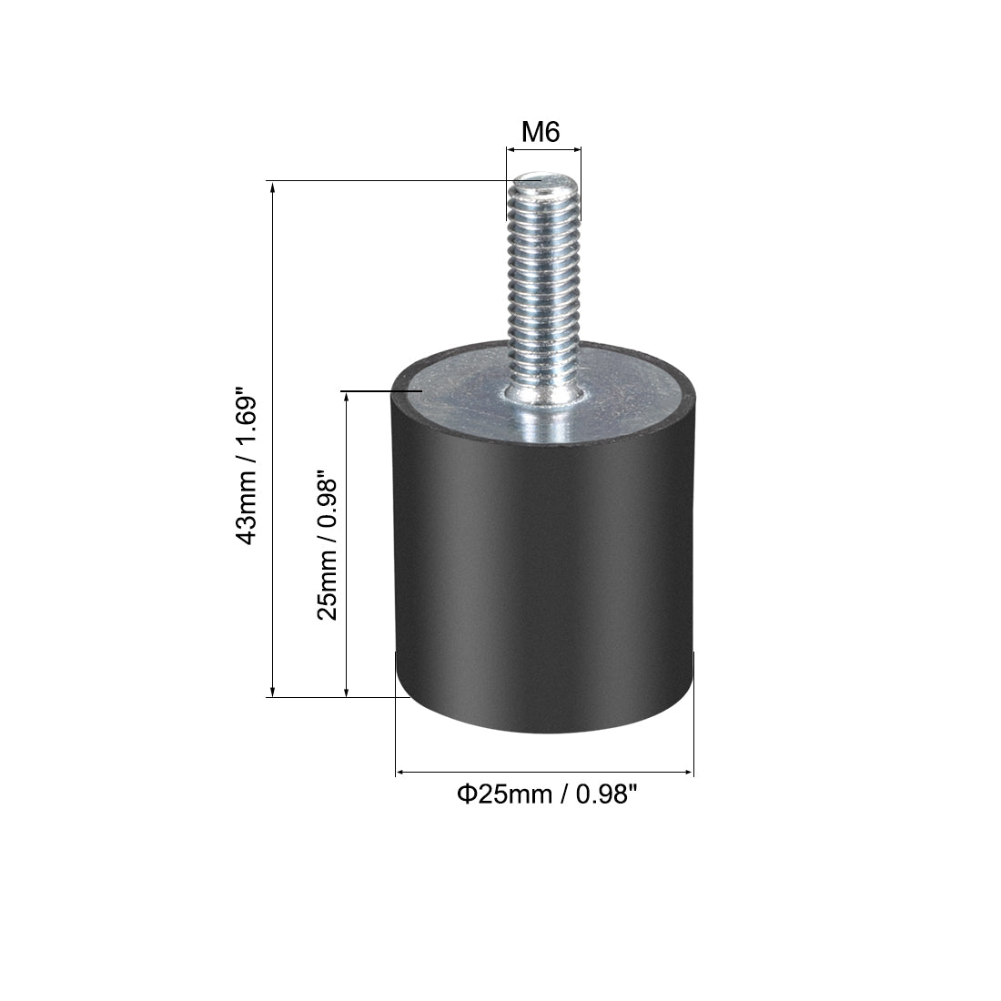 Harfington Thread Rubber Mounts,Vibration Isolators,Cylindrical w Studs  4pcs