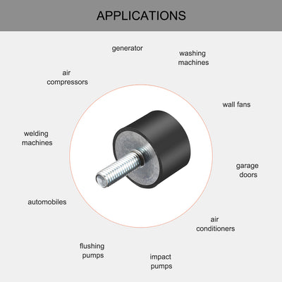 Harfington Thread Rubber Mounts,Vibration Isolators,Cylindrical w Studs  2pcs