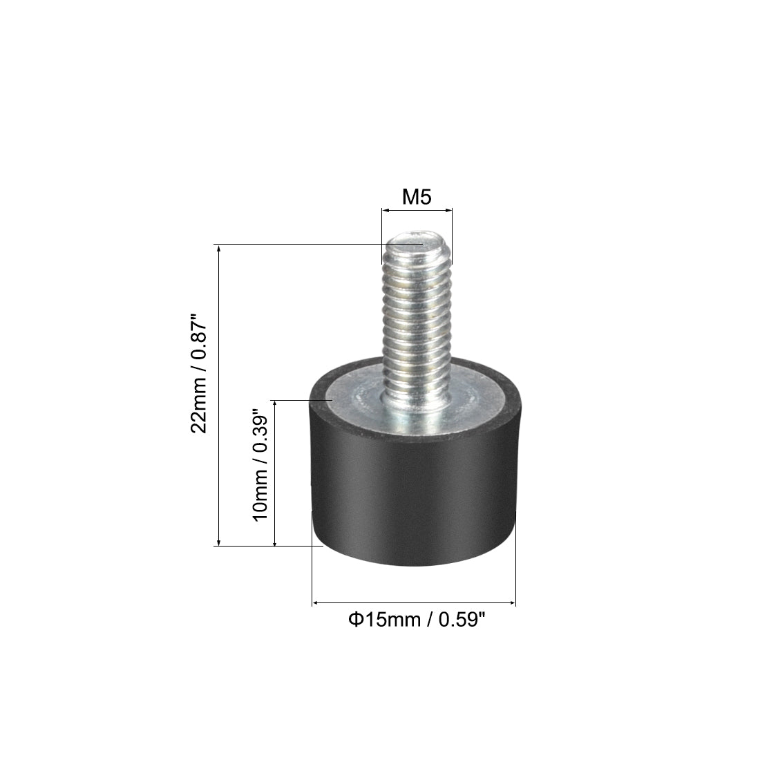 Harfington Thread Rubber Mounts,Vibration Isolators,Cylindrical w Studs