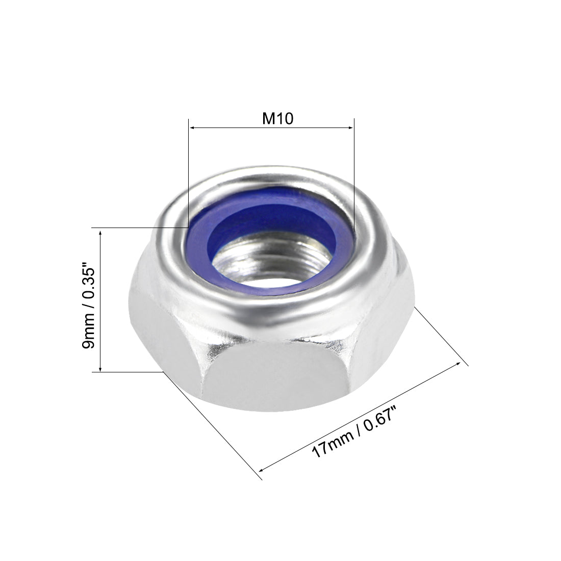 Harfington Carbon Steel White Zinc Plated Hex Lock Nuts