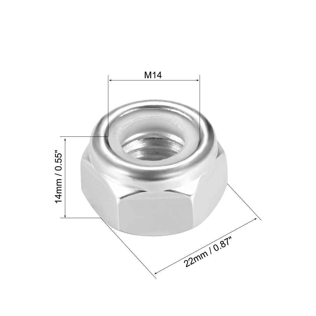 Harfington Carbon Steel White Zinc Plated Hex Lock Nuts