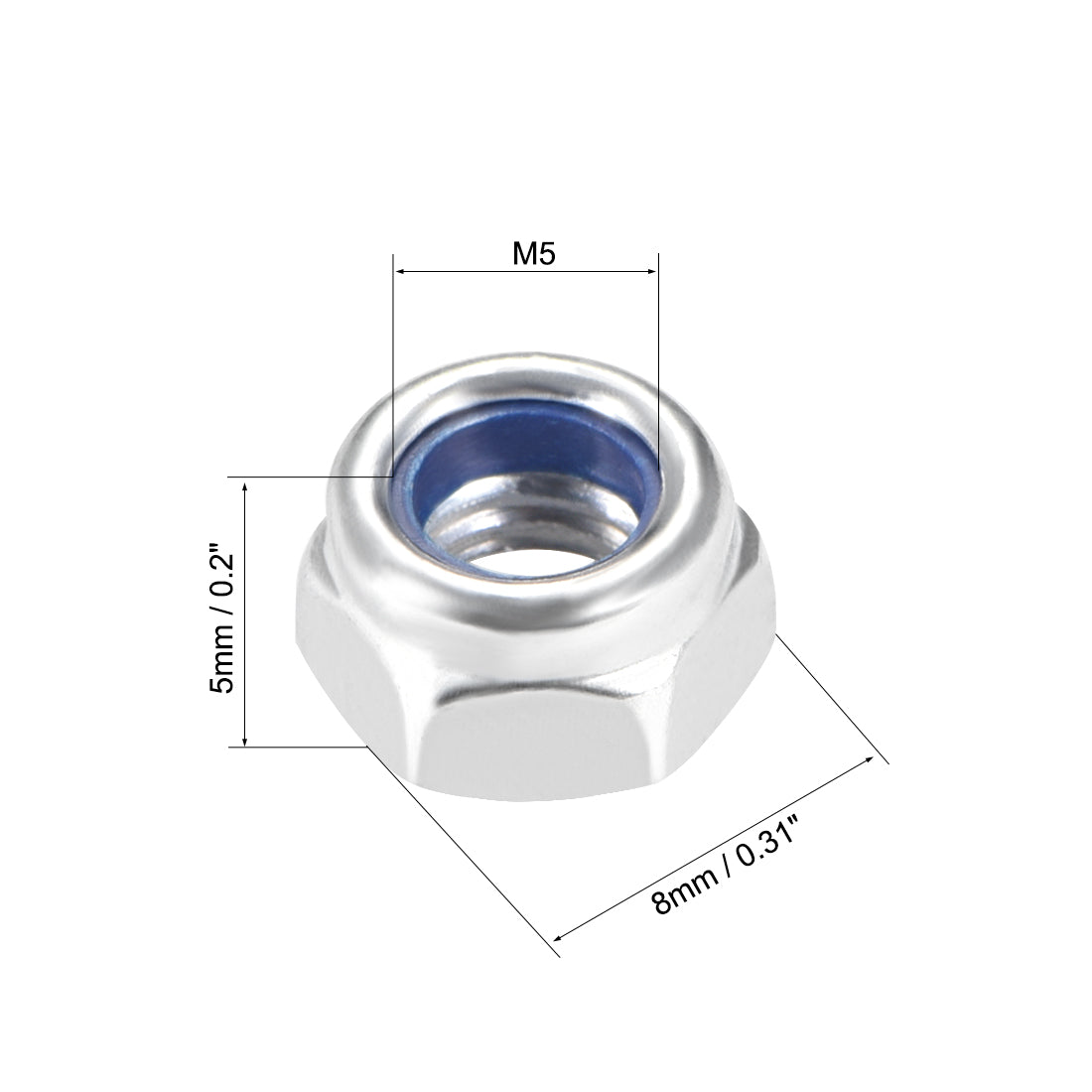 Harfington Carbon Steel White Zinc Plated Hex Lock Nuts