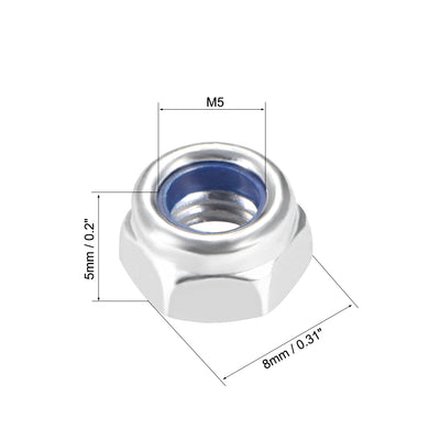 Harfington Carbon Steel White Zinc Plated Hex Lock Nuts