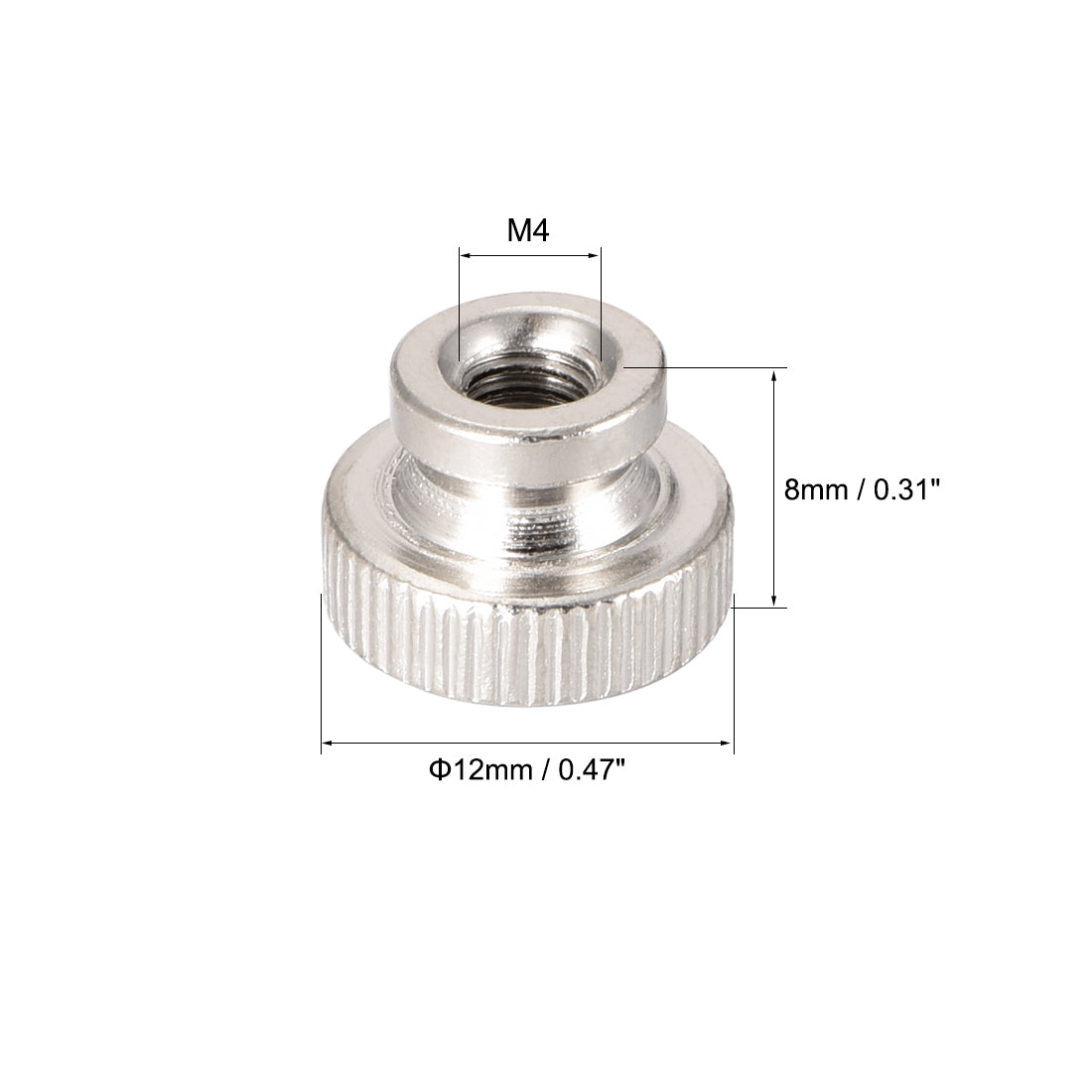 Harfington Knurled Thumb Nuts, M4 Round Knobs with , Nickel Plating, 10 Pcs