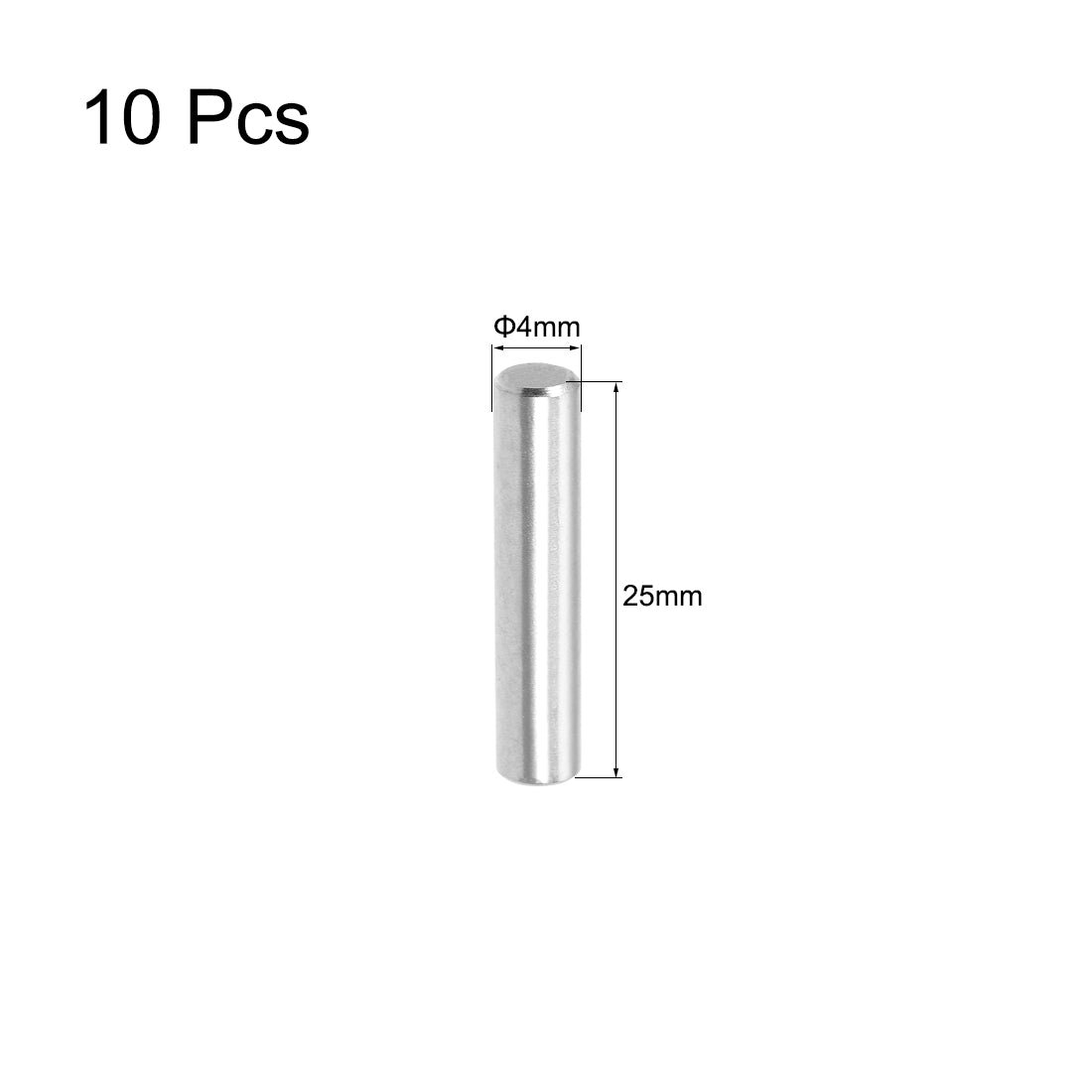 Harfington 10Pcs 4mm x 25mm Dowel Pin 304 Stainless Steel Shelf Support Pin Fasten Elements Silver Tone