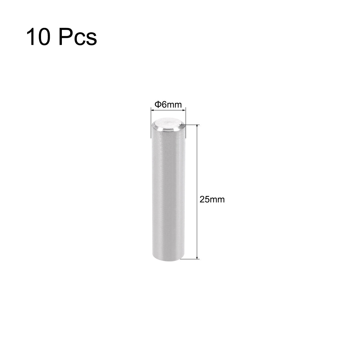 Harfington 10Pcs 6mm x 25mm Dowel Pin 304 Stainless Steel Shelf Support Pin Fasten Elements Silver Tone