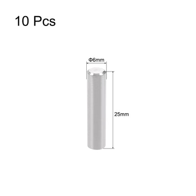Harfington 10Pcs 6mm x 25mm Dowel Pin 304 Stainless Steel Shelf Support Pin Fasten Elements Silver Tone