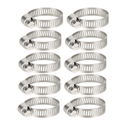 Harfington 19-29mm  Gear Hose Clamp, 304 Stainless Steel Fuel Line Clamp 10 Pcs