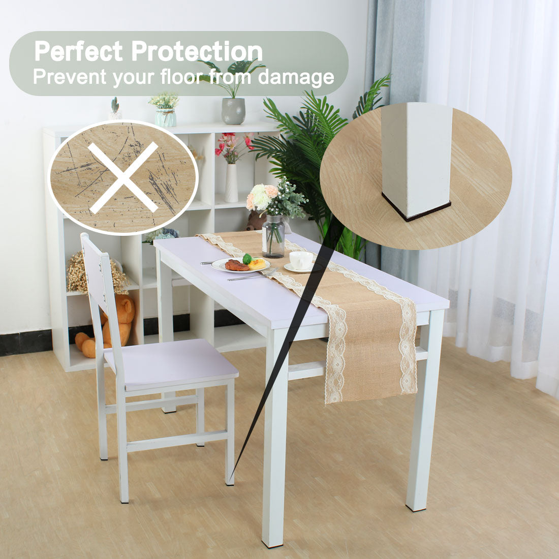 Harfington Felt Furniture Pads Square Self Adhesive Anti-slip Floor Protector 10pcs