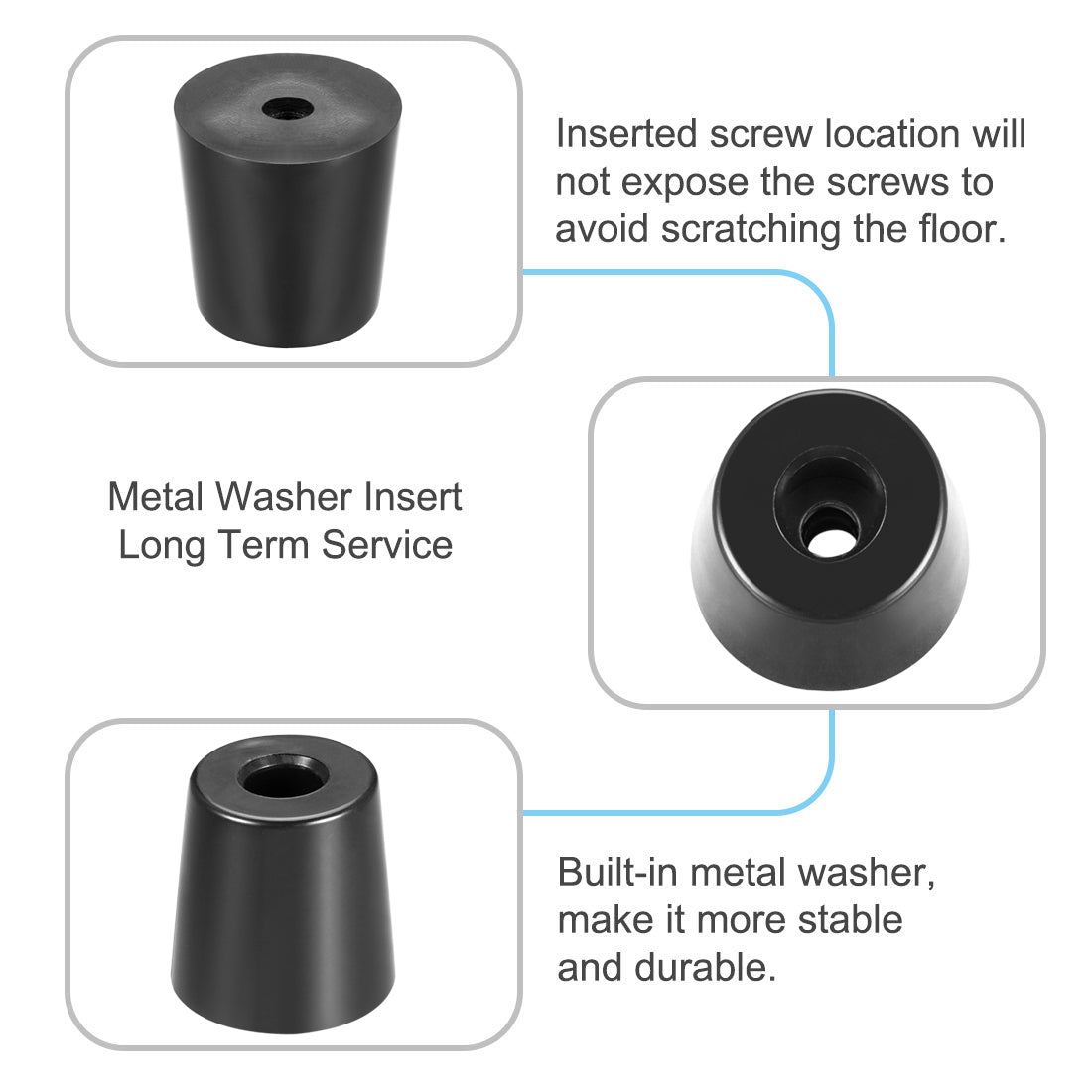 Harfington Rubber Feet Bumpers Pads Black 12pcs