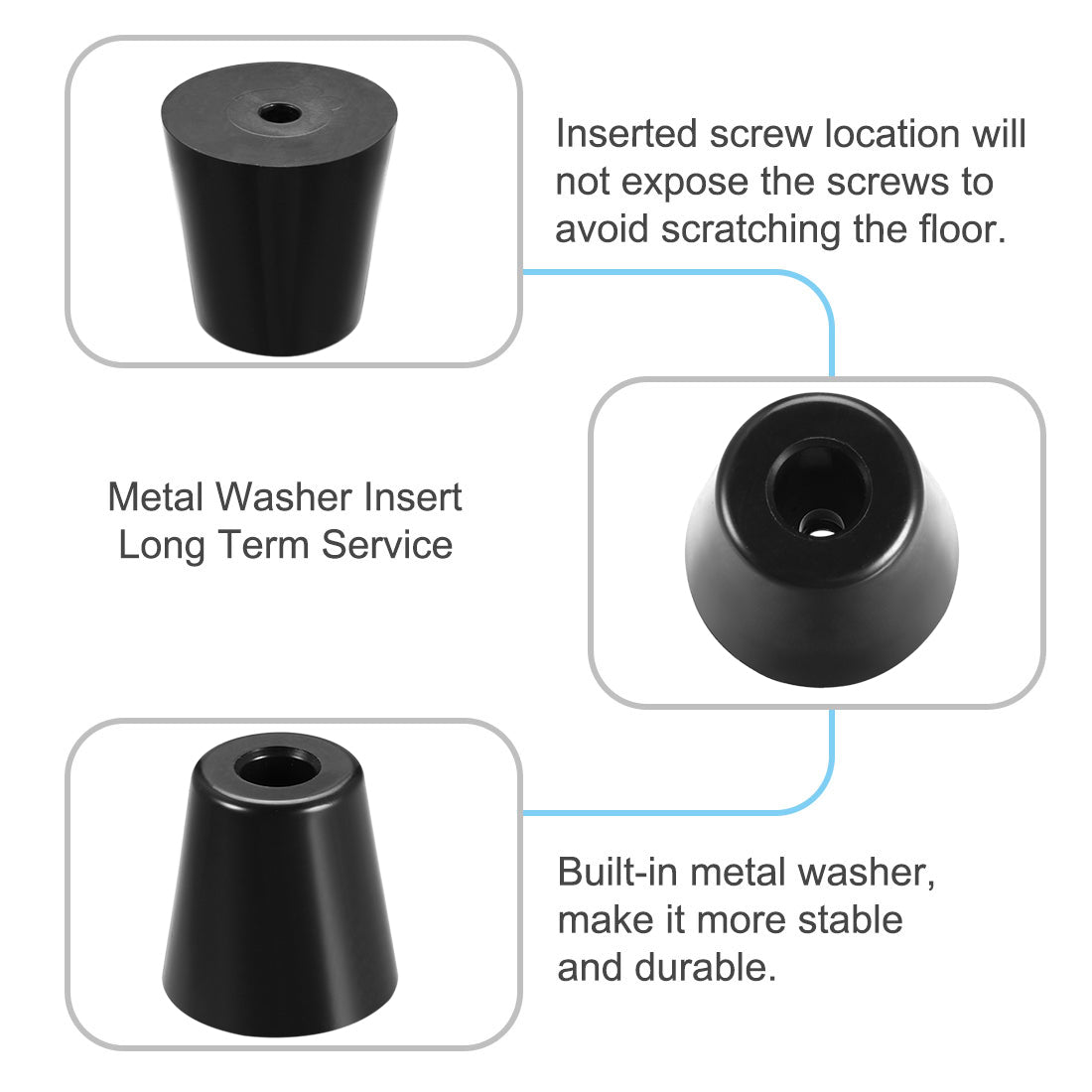 Harfington Rubber Feet Bumpers Pads Black 12pcs