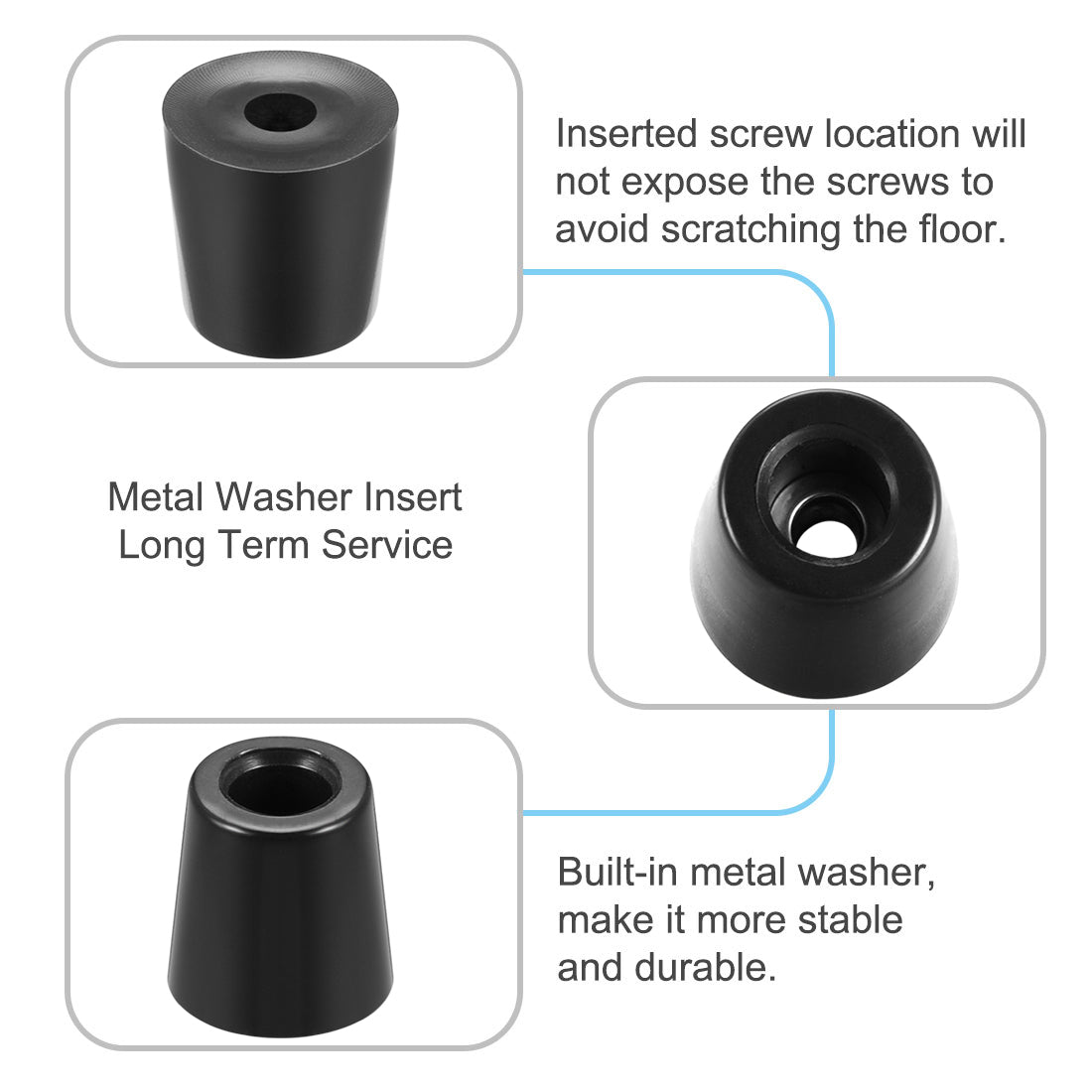 Harfington Rubber Feet Bumpers Pads Black 12pcs