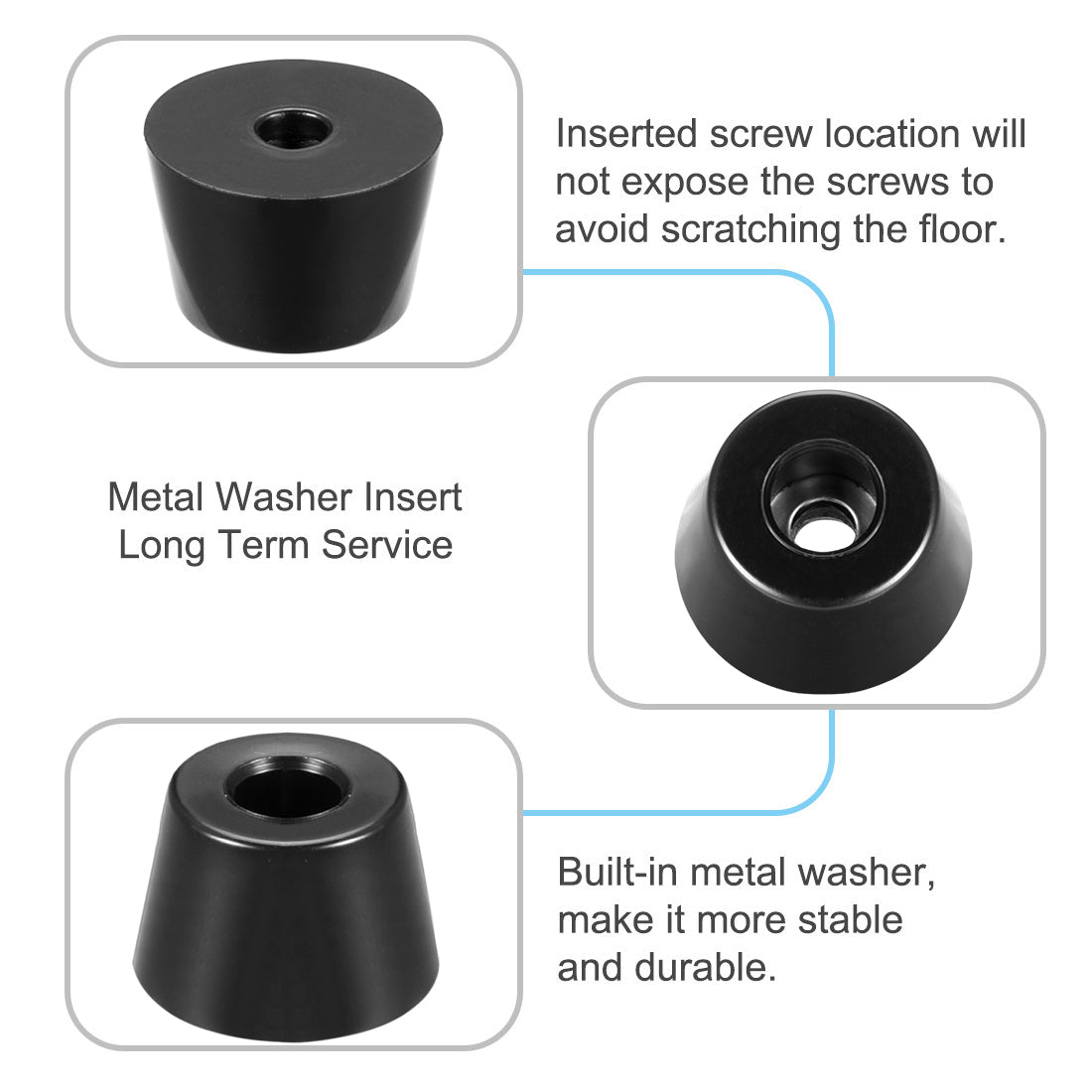 Harfington Rubber Feet Bumpers Pads Black 12pcs