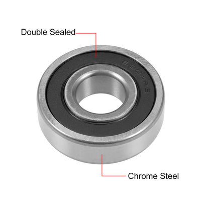 Harfington Uxcell Deep Groove Ball Bearings  Metric Double Sealed Chrome Steel ABEC1 Z1