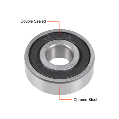 Harfington Uxcell Deep Groove Ball Bearings  Metric Double Sealed Chrome Steel ABEC1 Z1