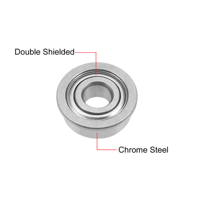 Harfington Miniature Flange Deep Groove Ball Bearings Double Shielded Chrome Steel