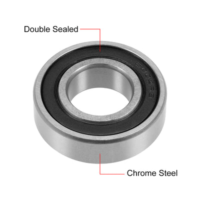 Harfington Uxcell Deep Groove Ball Bearing Double Sealed Chrome Steel P0 Z1 Metric Bearings