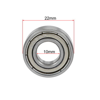 Harfington Deep Groove Ball Bearing 10x22x6mm Double Shielded Chrome Bearings 2pcs