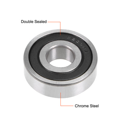 Harfington Uxcell Deep Groove Ball Bearings  Metric Double Sealed Chrome Steel ABEC1 Z1