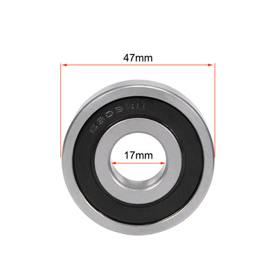 Harfington Uxcell Deep Groove Ball Bearings  Metric Double Sealed Chrome Steel ABEC1 Z1
